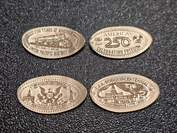 United States Semiquincentennial Set of 4 Pressed Pennies Elongated Coins