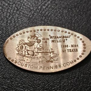 Steam Boat Willie 93 years Pressed Penny Elongated Coin