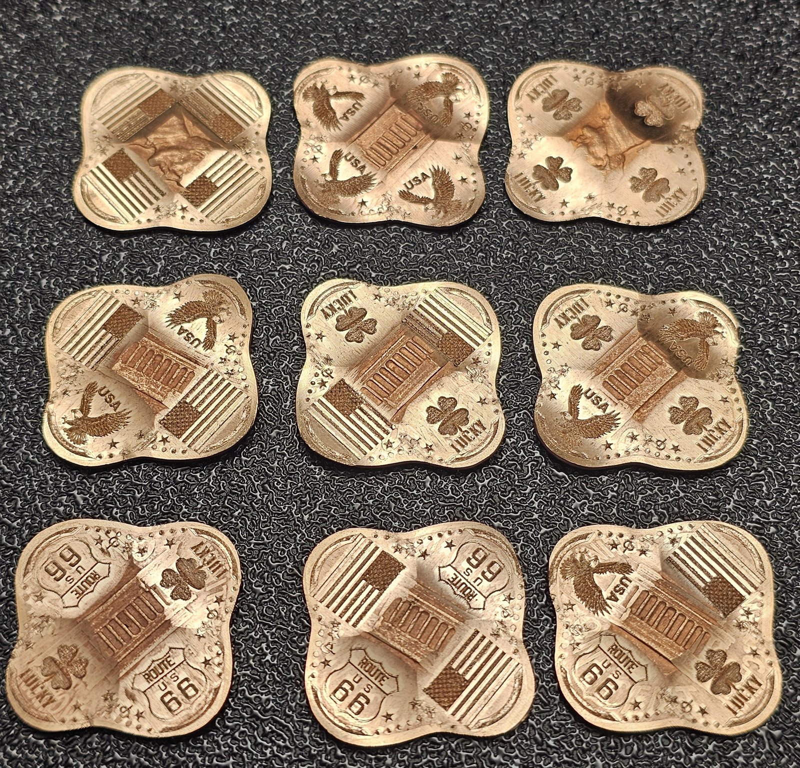 Set of 9 Four Leaf Clover Ultimate Quad-Lobe Americana Collection Pressed Penny Elongated Coin - Image 1