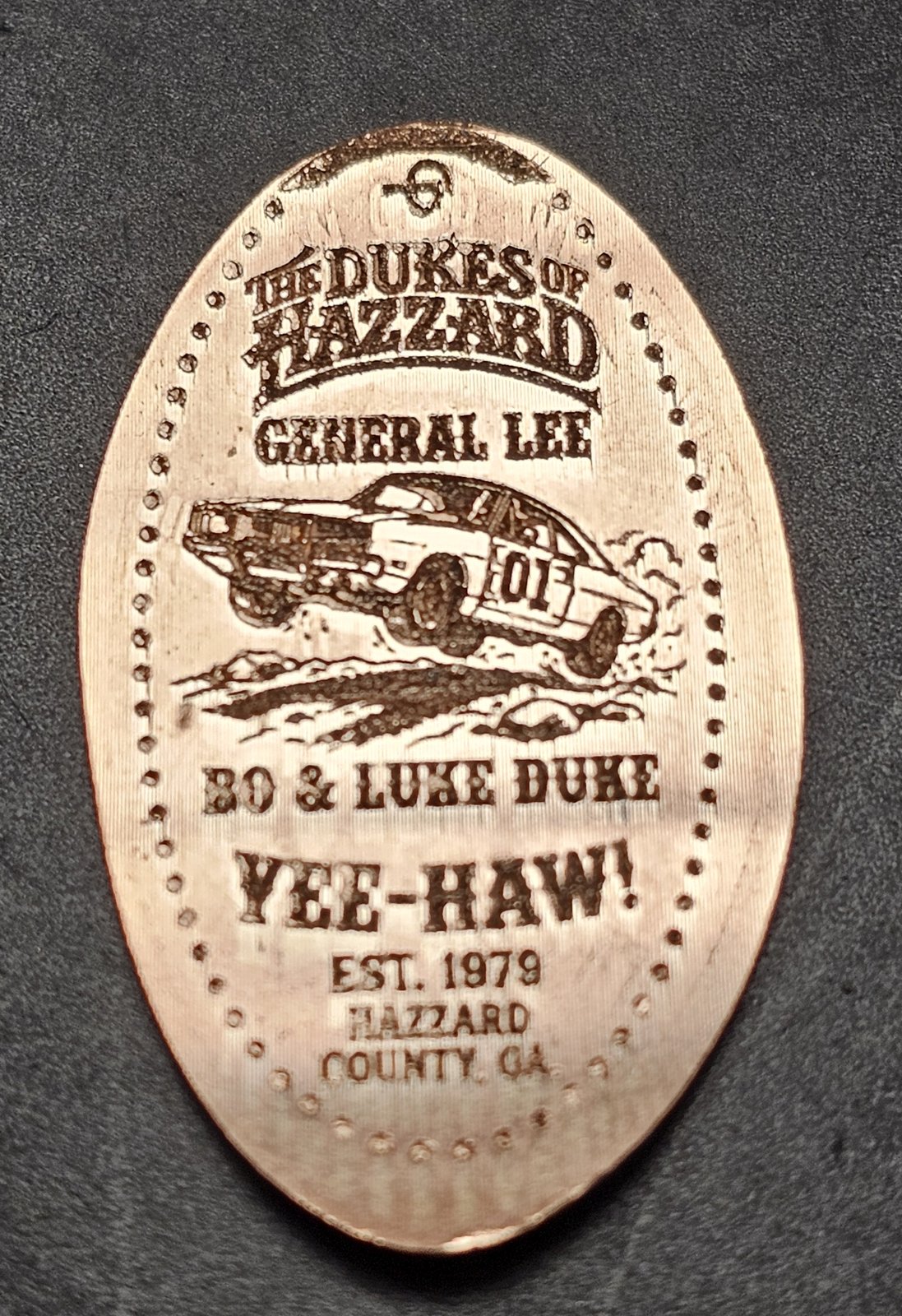 The Dukes Of Hazzard and General Lee Pressed Penny Elongated Coin - Image 2