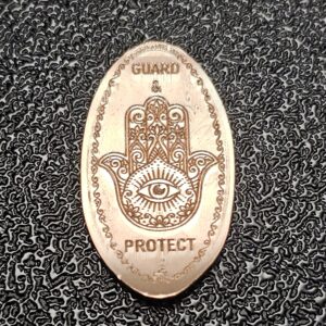 Hamsa Hand Guard & Protect Pressed Penny Elongated Coin - Image 1