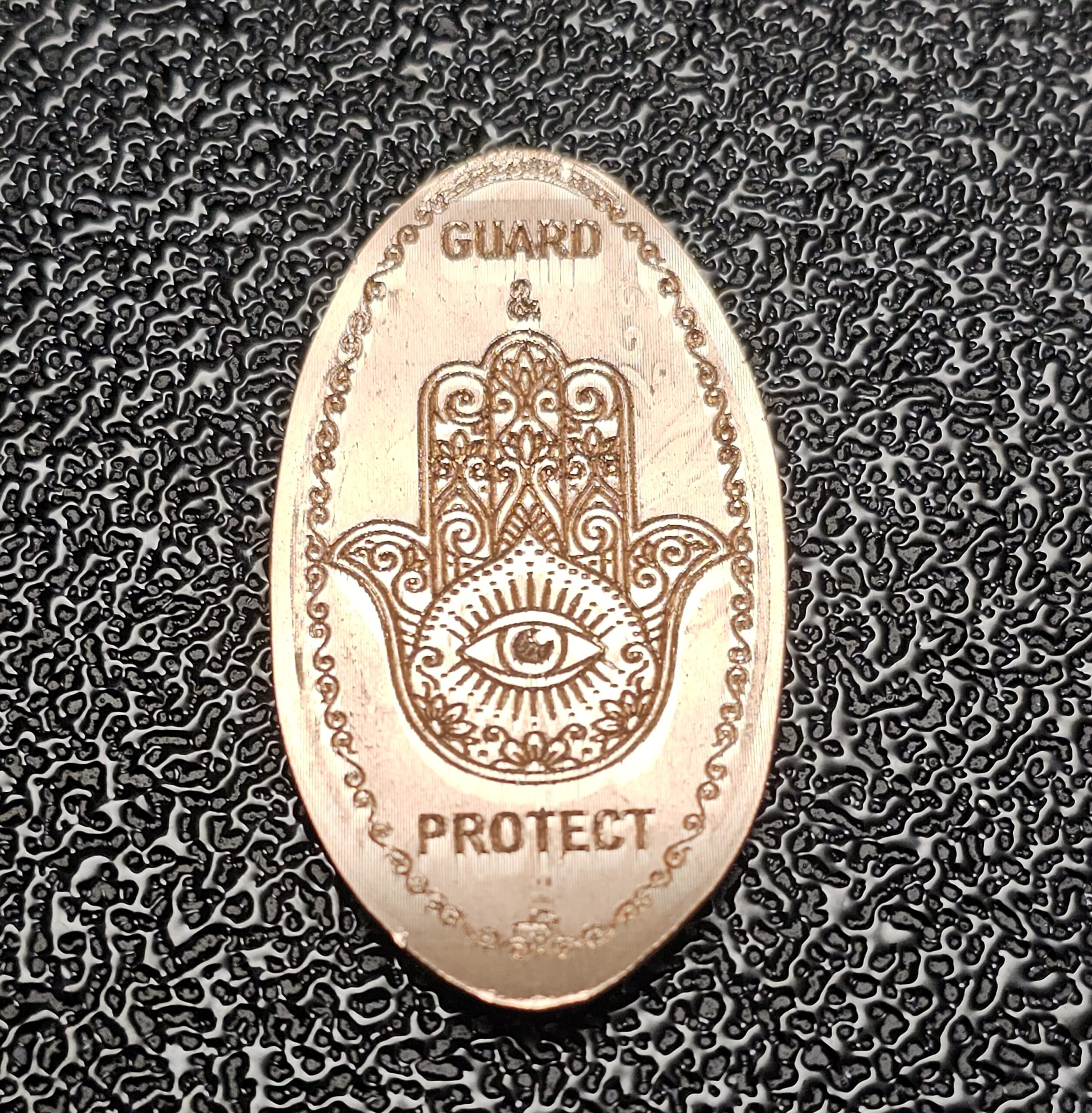 Day 63 of the 180-Day Challenge! Hamsa Hand Guard & Protect Pressed Penny Elongated Coin