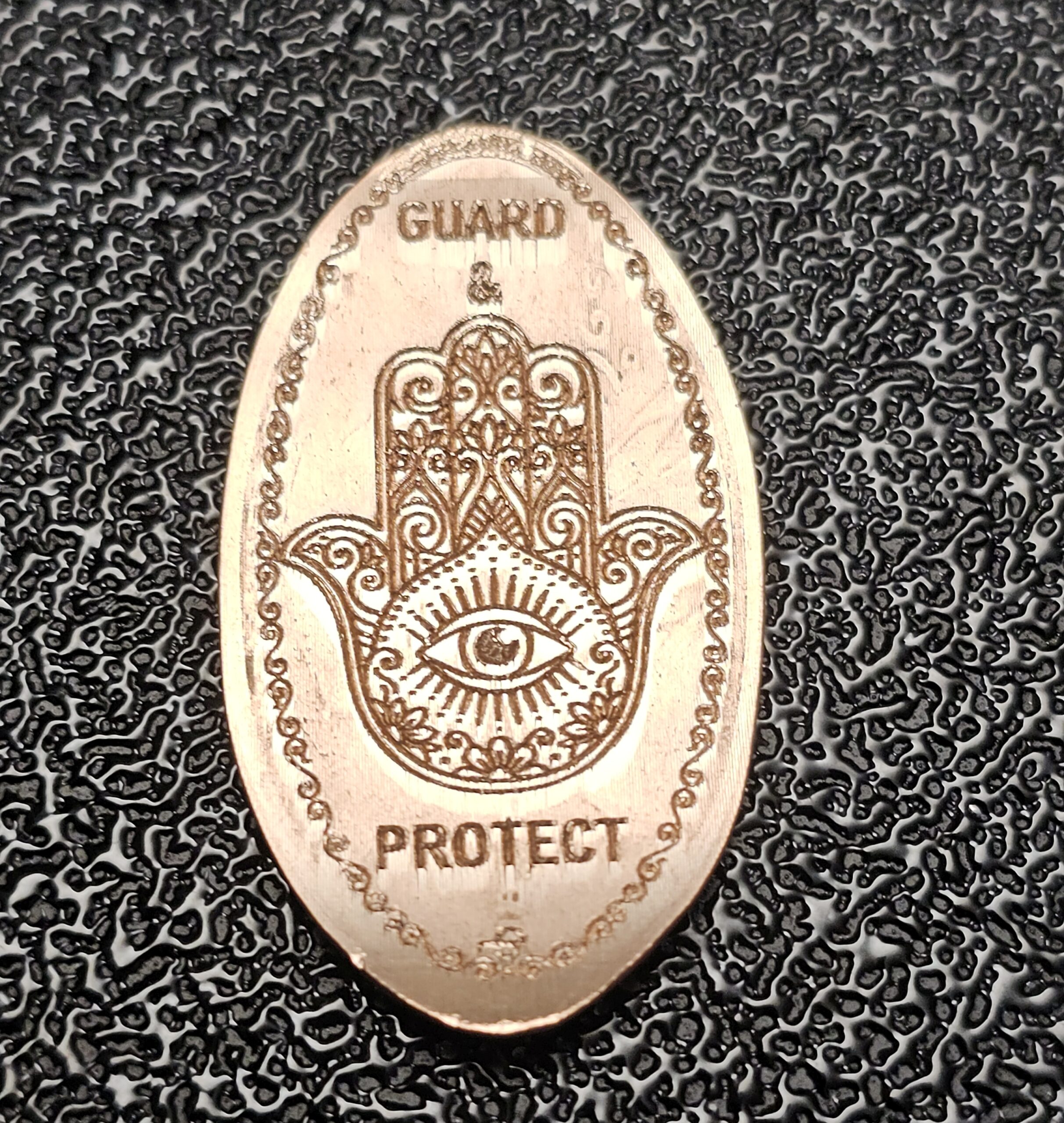 Hamsa Hand Guard & Protect Pressed Penny Elongated Coin - Image 3