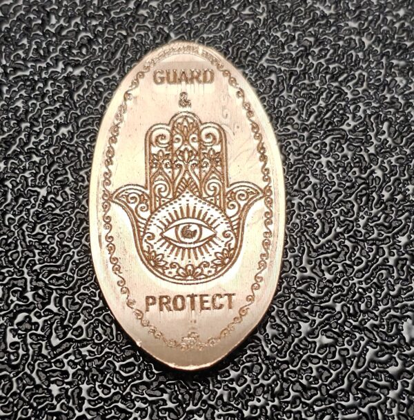 Hamsa Hand Guard & Protect Pressed Penny Elongated Coin