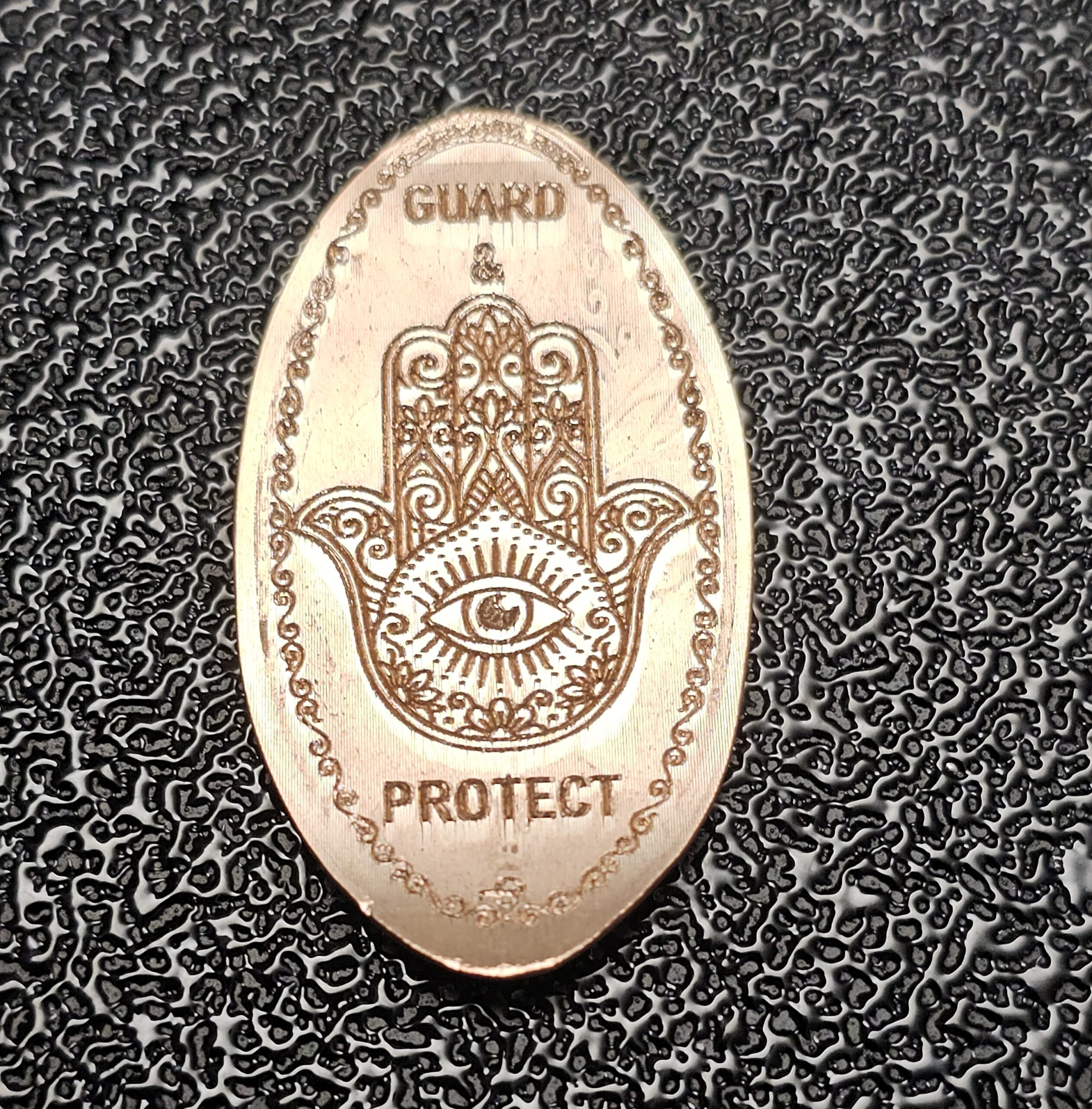 Hamsa Hand Guard & Protect Pressed Penny Elongated Coin - Image 2
