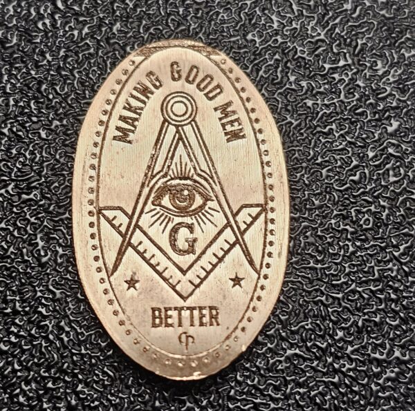 Masonic symbol Making Good Men Better Pressed Penny Penny Elongated Coin