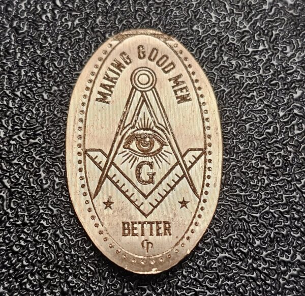 Masonic symbol Making Good Men Better Pressed Penny Penny Elongated Coin