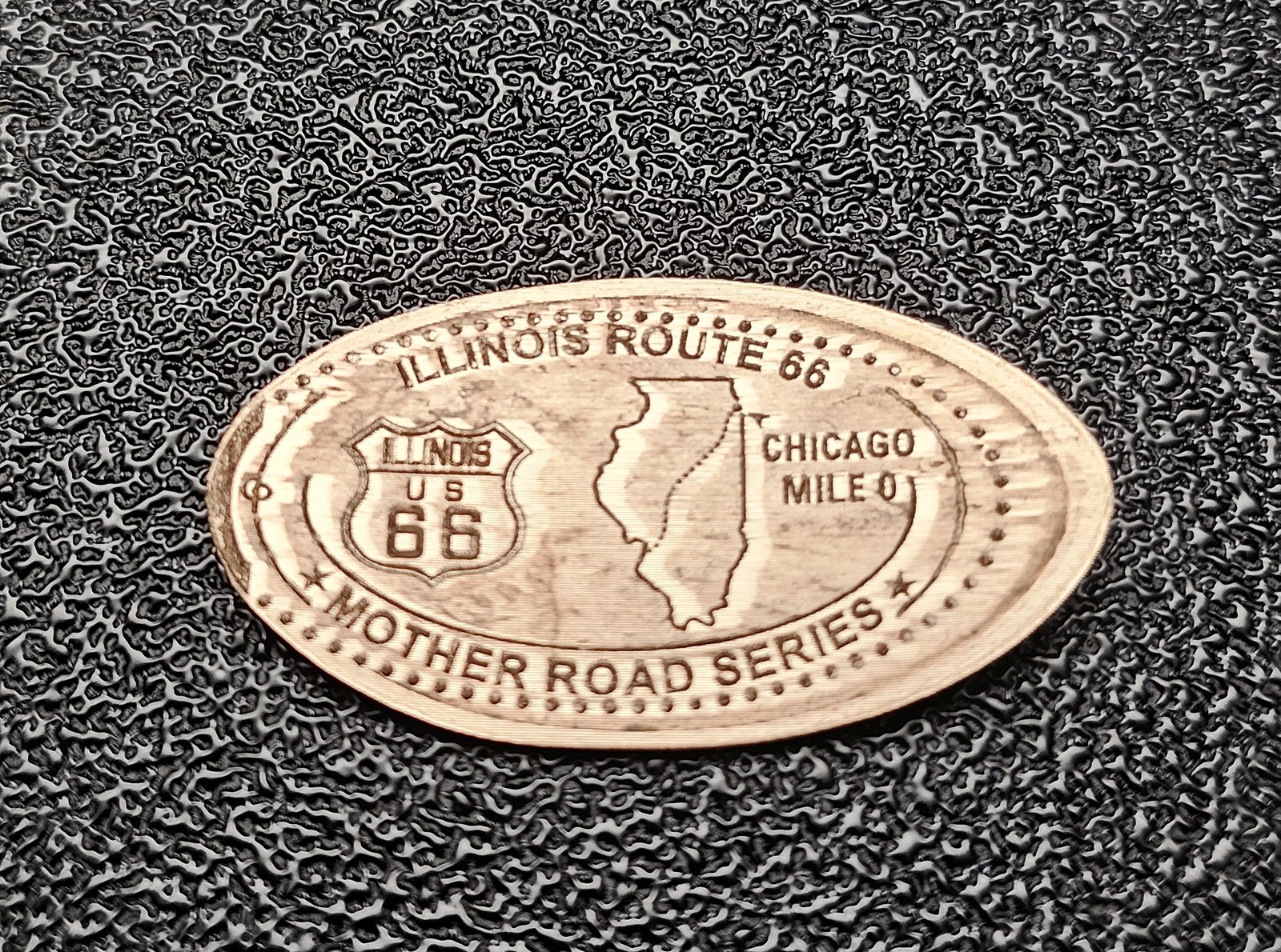 ROUTE 66 Centennial Illinois Pressed Penny Elongated Coin - Image 2