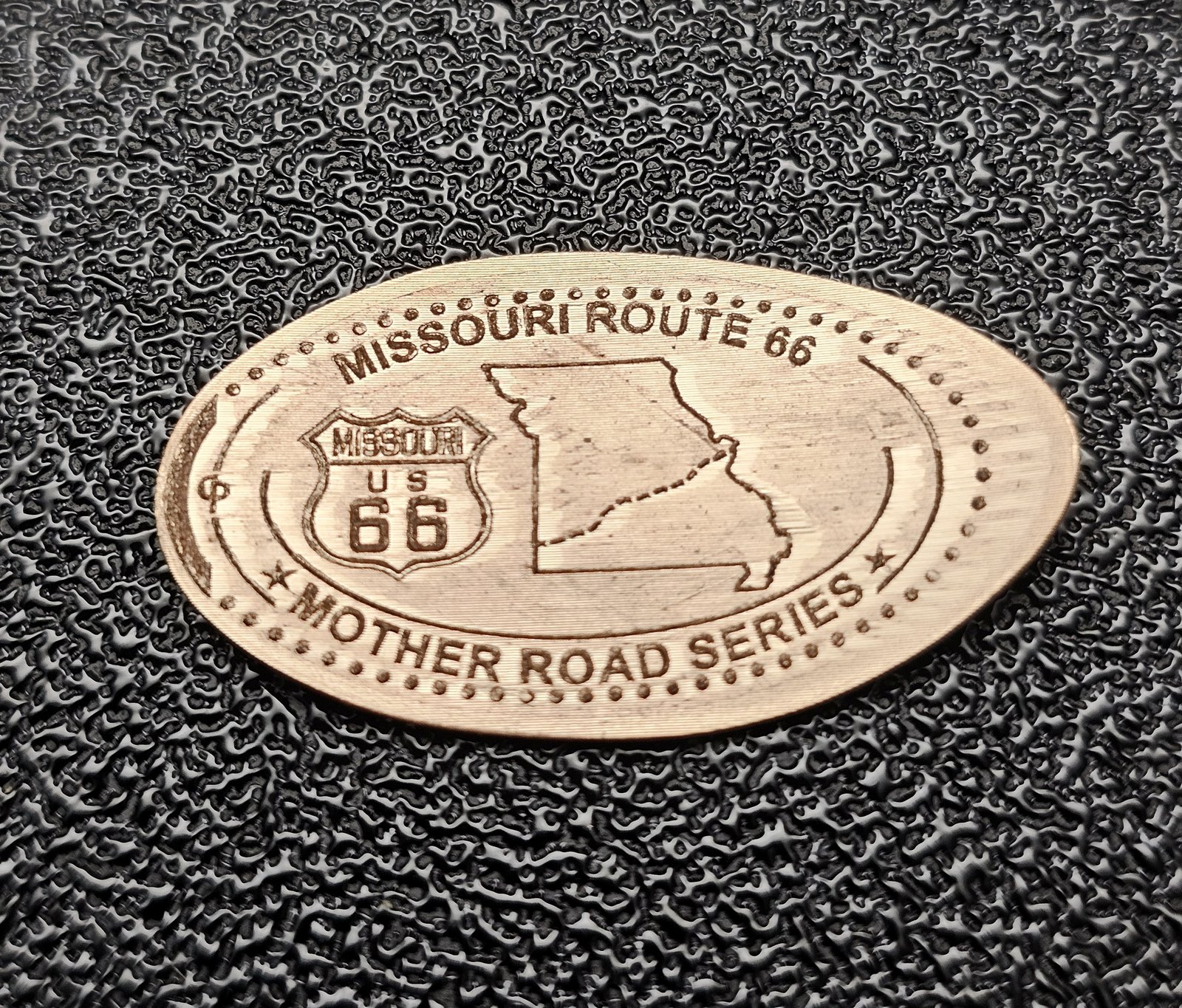 ROUTE 66 Centennial Missouri Pressed Penny Elongated Coin - Image 1