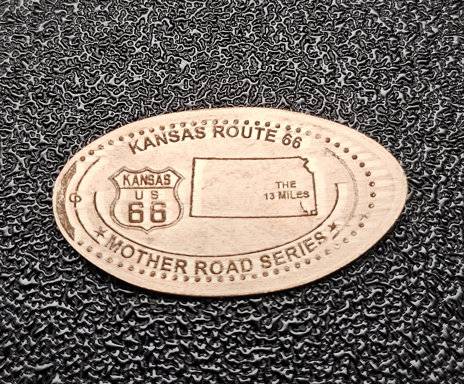 ROUTE 66 Centennial Kansas Pressed Penny Elongated Coin - Image 1