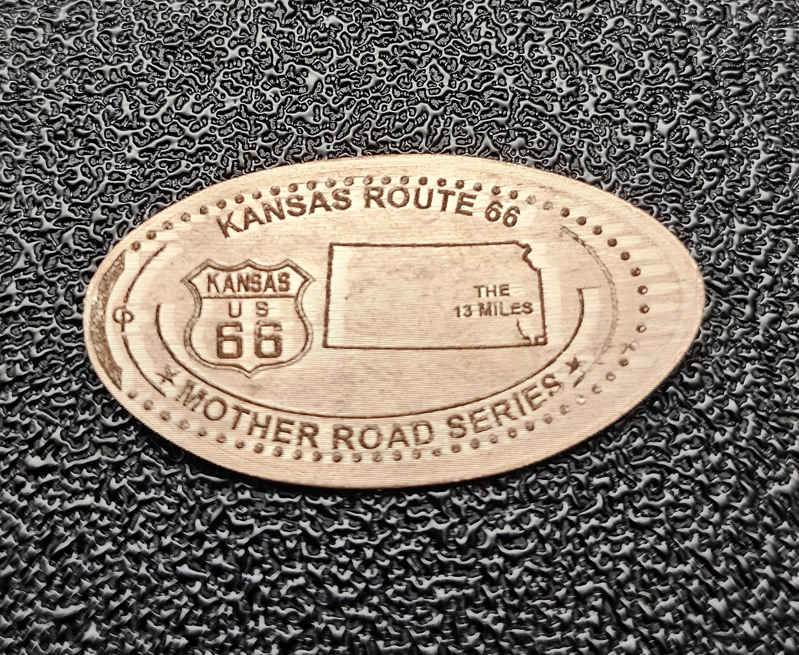 ROUTE 66 Centennial Kansas Pressed Penny Elongated Coin - Image 2