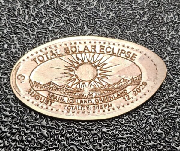 Total Solar Eclipse 2026 Pressed Penny Elongated Coin